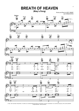 Amy Grant Breath of Heaven score for Piano