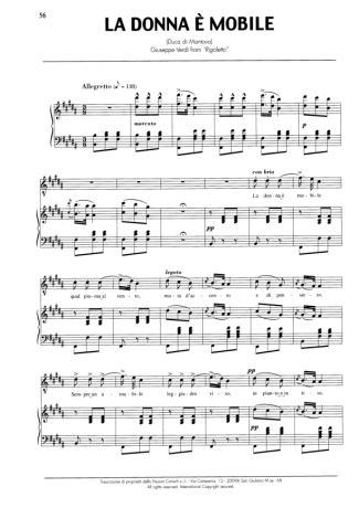 Andrea Bocelli La Donna È Mobile score for Piano