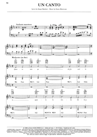 Andrea Bocelli Un Canto score for Piano