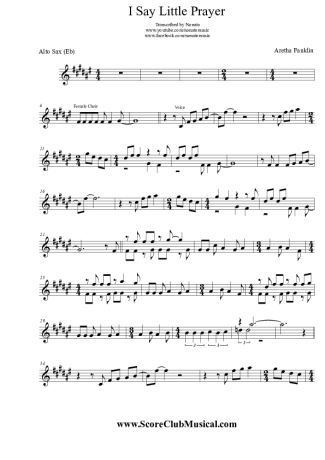 Aretha Franklin  score for Alto Saxophone
