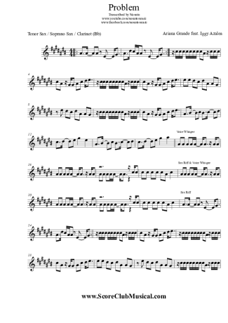 Ariana Grande  score for Tenor Saxophone Soprano (Bb)
