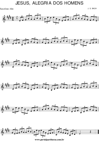 Bach  score for Alto Saxophone