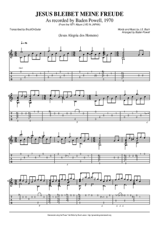 Baden Powell Jesus Alegria Dos Homens score for Acoustic Guitar