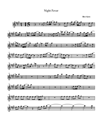 Bee Gees Night Fever score for Tenor Saxophone Soprano (Bb)
