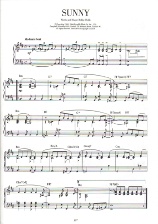 Bobby Hebb Sunny score for Piano