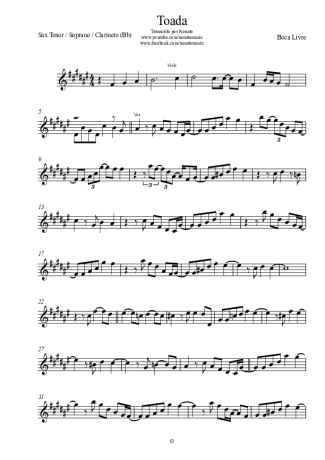 Boca Livre  score for Tenor Saxophone Soprano (Bb)