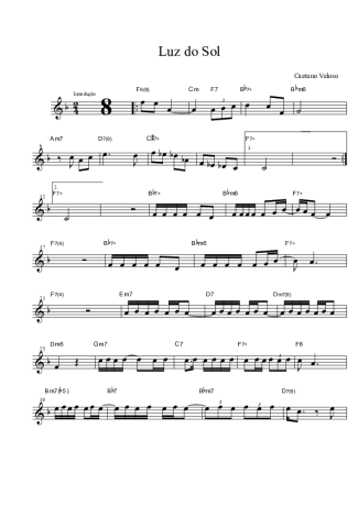Caetano Veloso Luz do Sol score for Tenor Saxophone Soprano (Bb)