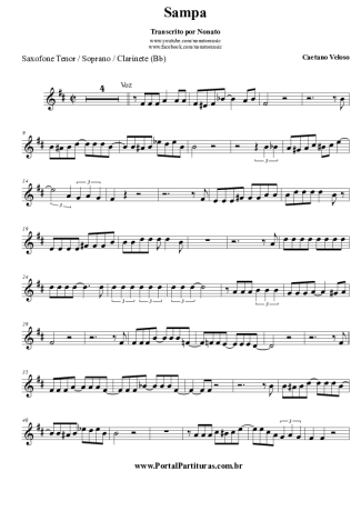 Caetano Veloso Sampa score for Clarinet (Bb)