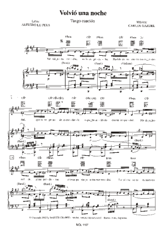 Carlos Gardel Volvió Una Noche score for Piano