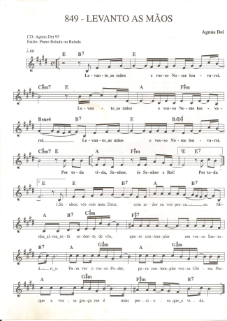 Catholic Church Music (Músicas Católicas) Levanto as Mãos score for Keyboard