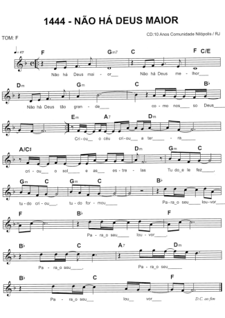 Catholic Church Music (Músicas Católicas) Não Há Deus Maior score for Keyboard