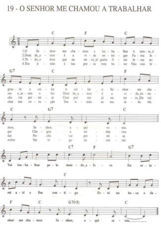 Catholic Church Music (Músicas Católicas) O Senhor me Chamou a Trabalhar score for Keyboard