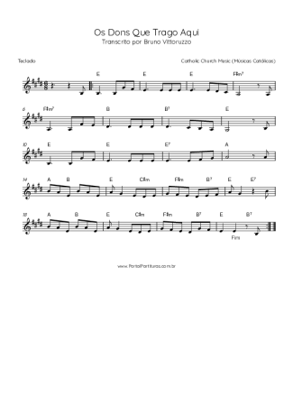Catholic Church Music (Músicas Católicas) Os Dons Que Trago Aqui score for Keyboard