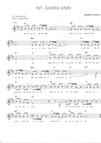 Catholic Church Music (Músicas Católicas) Santo Anjo score for Keyboard