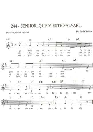 Catholic Church Music (Músicas Católicas) Senhor Que Vieste Salvar score for Keyboard