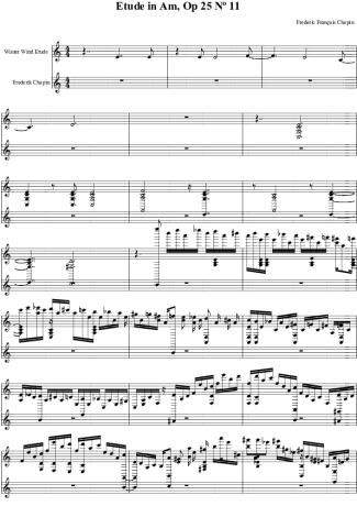 Chopin Etudo em Am 5 Op.25 no.11 score for Piano