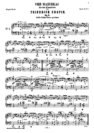 Chopin Mazurkas Op.6 score for Piano