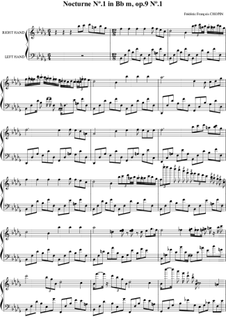 Chopin Noturno em Bbm no.01 Op.9 no.1 score for Piano