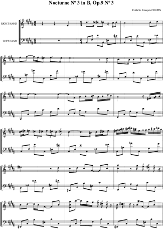 Chopin Noturno em Gbm no.03 Op.9 no.3 score for Piano