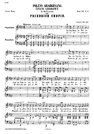 Chopin Polens Grabgesang score for Piano