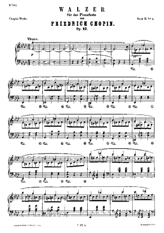 Chopin Waltz In Ab Major Op.42 score for Piano