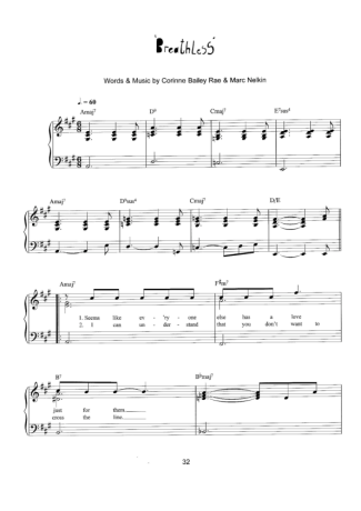 Corinne Bailey Rae Breathless score for Piano