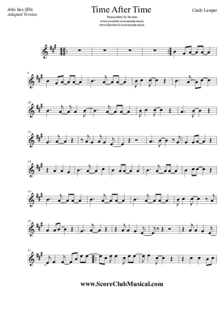 Cyndi Lauper  score for Alto Saxophone