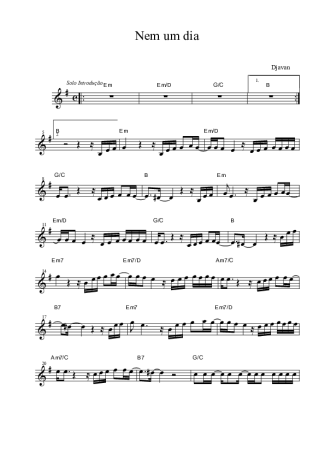 Djavan Nem Um Dia score for Tenor Saxophone Soprano (Bb)