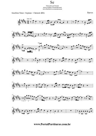 Djavan Se score for Tenor Saxophone Soprano (Bb)
