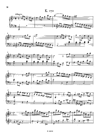 Domenico Scarlatti Keyboard Sonata In Bb Major K.272 score for Piano