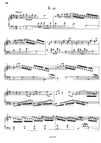 Domenico Scarlatti Keyboard Sonata In D Major K.45 score for Piano