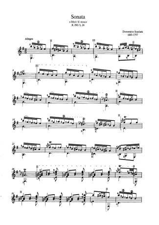 Domenico Scarlatti Sonata K292 score for Acoustic Guitar