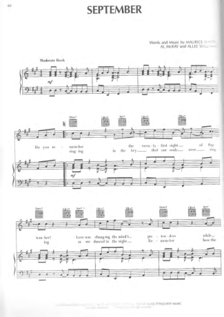 Earth Wind And Fire September score for Piano