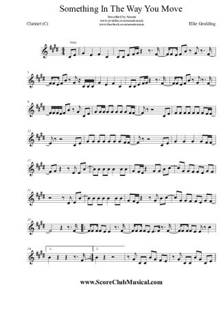 Ellie Goulding  Something In The Way You Move score for Clarinet (C)