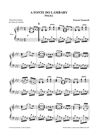 Ernesto Nazareth A Fonte Do Lambary score for Piano