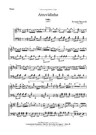 Ernesto Nazareth Atrevidinha score for Piano