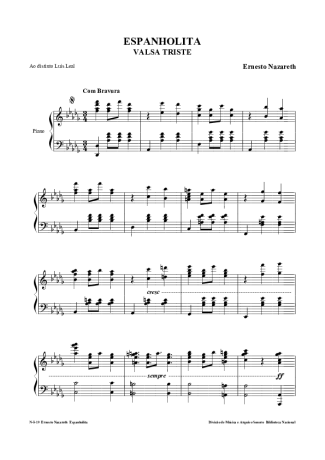 Ernesto Nazareth Espanholita score for Piano