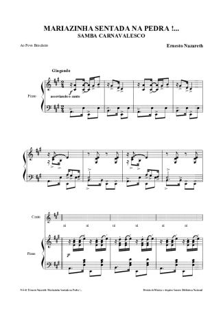 Ernesto Nazareth Mariazinha Sentada Na Pedra score for Piano