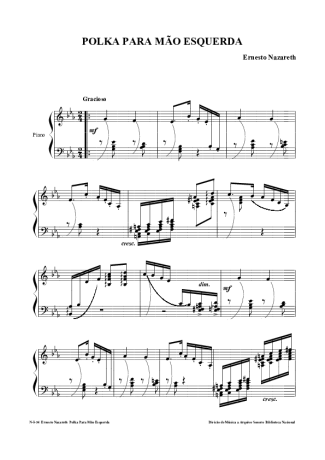 Ernesto Nazareth Polka Para Mão Esquerda score for Piano