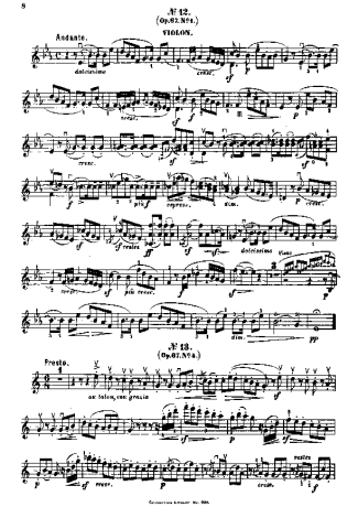 Felix Mendelssohn Song Without Words Op 67 No 1 score for Violin