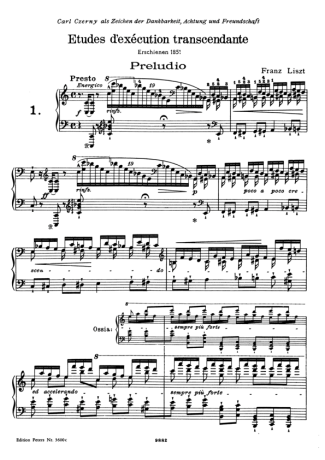 Franz Liszt Études D´exécution Transcendante S.139 (Etude 1) score for Piano