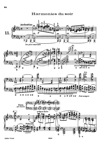 Franz Liszt Études D´exécution Transcendante S.139 (Etude 11 Harmonies Du Soir) score for Piano