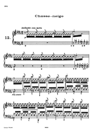 Franz Liszt Études D´exécution Transcendante S.139 (Etude 12 Chasse Neige) score for Piano