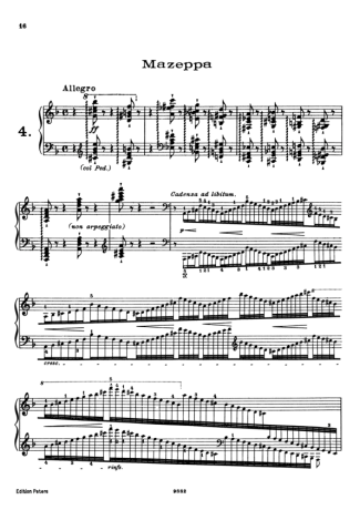 Franz Liszt Études D´exécution Transcendante S.139 (Etude 4 Mazeppa) score for Piano