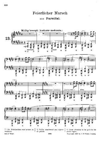 Franz Liszt Feierlicher Marsch Zum Heiligen Gral Aus Parsifal S.450 score for Piano