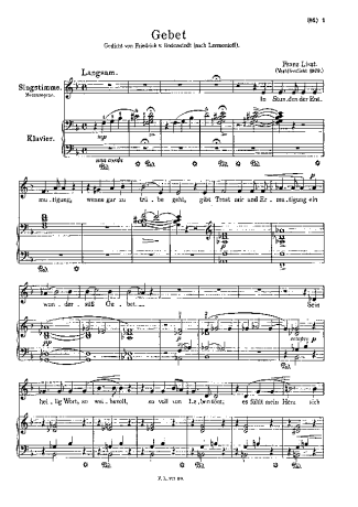 Franz Liszt Gebet S.331 score for Piano