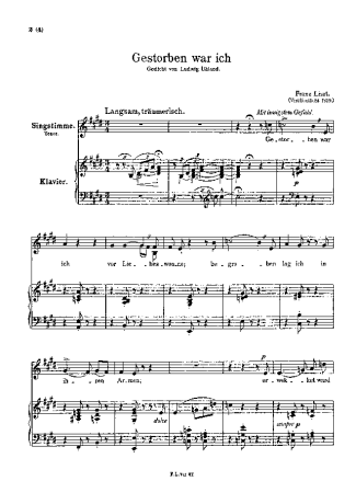 Franz Liszt Gestorben War Ich S.308 score for Piano