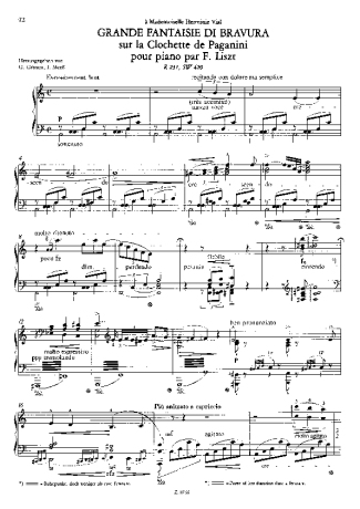 Franz Liszt Grande Fantaisie De Bravoure Sur La Clochette S.420 score for Piano