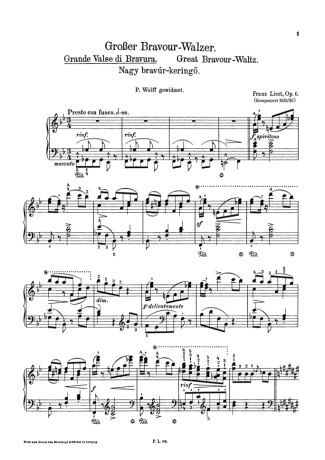 Franz Liszt Grande Valse Di Bravura S.209 score for Piano
