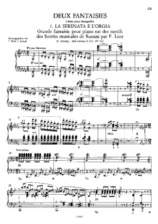 Franz Liszt Grande fantaisie sur des motifs de La serenata e L´orgia des Soirées musicales S.422 score for Piano